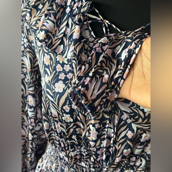 J Crew long sleeve ruffle V-neck mini dress in floral fields smocked waist - Picture 6 of 11